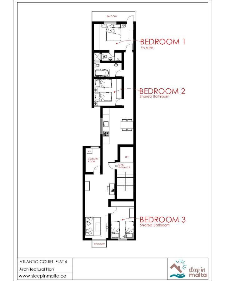 F4 Room 3, Private Room Two Single Beds Shared Bathroom Msida Kültér fotó